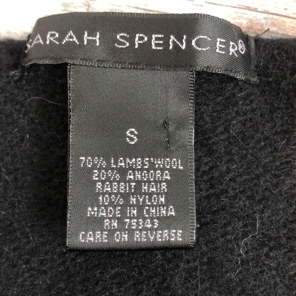 Sarah Spencer Lambs Wool Blend Black Cardigan Small - Picture 6 of 12